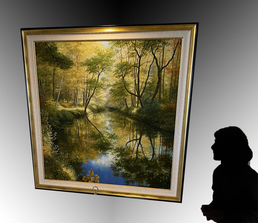 LARGE SERENE STREAM PAINTING BY ANGELO LAPI (1 of 3)