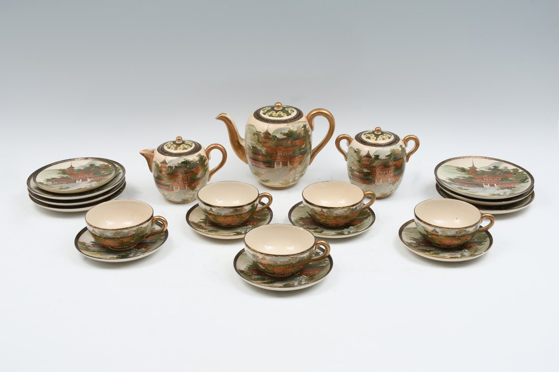 JAPANESE SATSUMA PORCELAIN TEA SET (1 of 7)