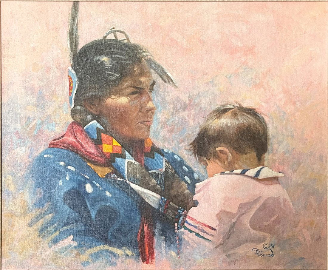 BONNIE CONRAD NATIVE AMERICAN MOTHER AND CHILD PAINTING (1 of 3)