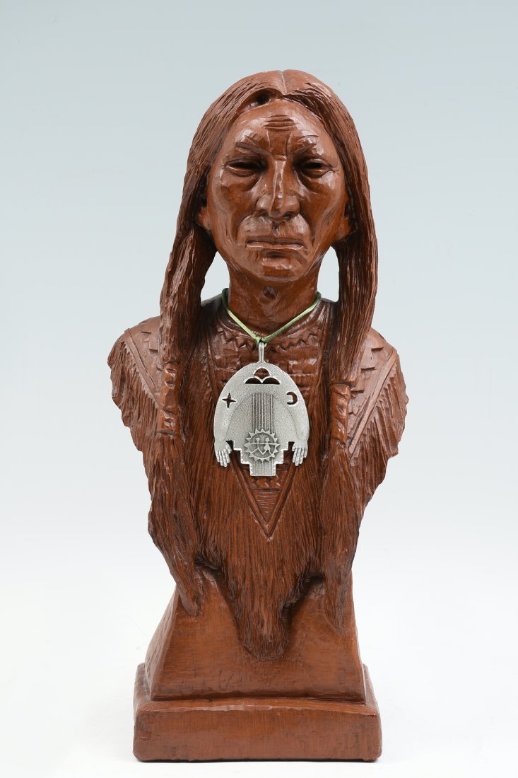 NATIVE AMERICAN INDIAN WARRIOR RED MILL SCULPTURE (1 of 5)