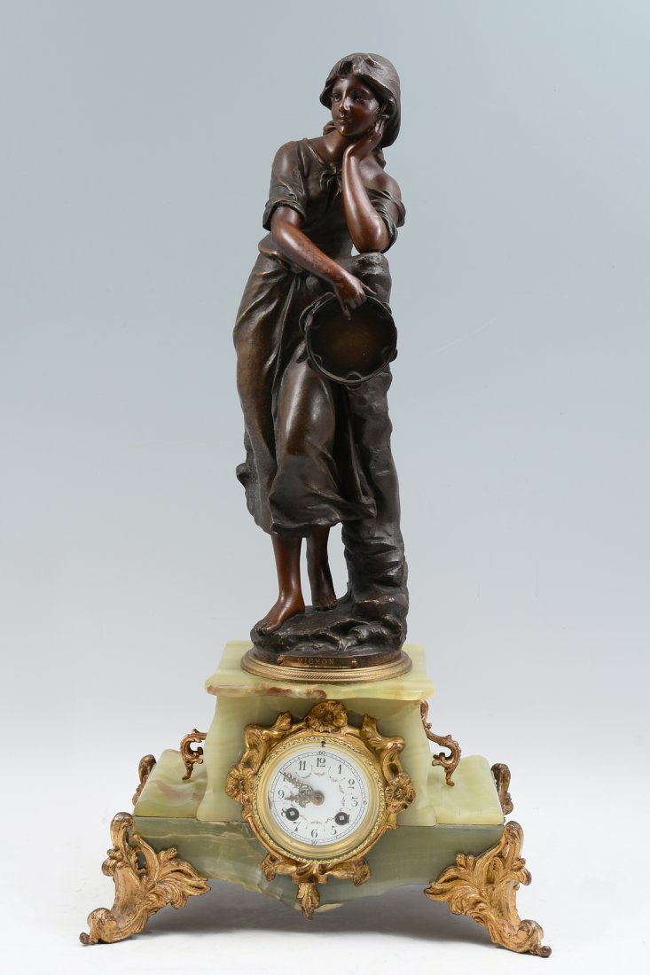 FRENCH FIGURAL ONYX MANTLE CLOCK (1 of 8)