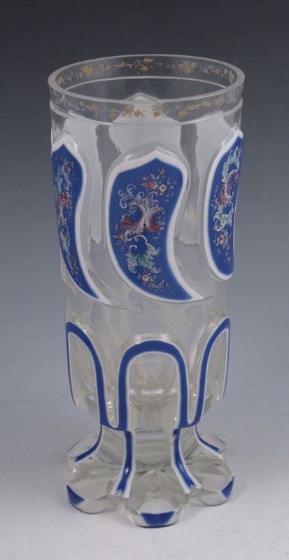 EARLY BOHEMIAN ENAMELED BEAKER: EARLY BOHEMIAN ENAMELED BEAKER: 8 1/4" h. x 3 1/2".