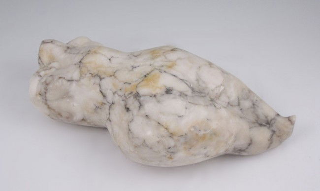 ENZO TORCOLETTI VENUS MARBLE SCULPTURE: TORCOLETTI, Enzo, (American, ): "Reclining Small Venus", Alabaster, 12" l, artist label affixed underneath. St Augustine, Florida artist/sculptor