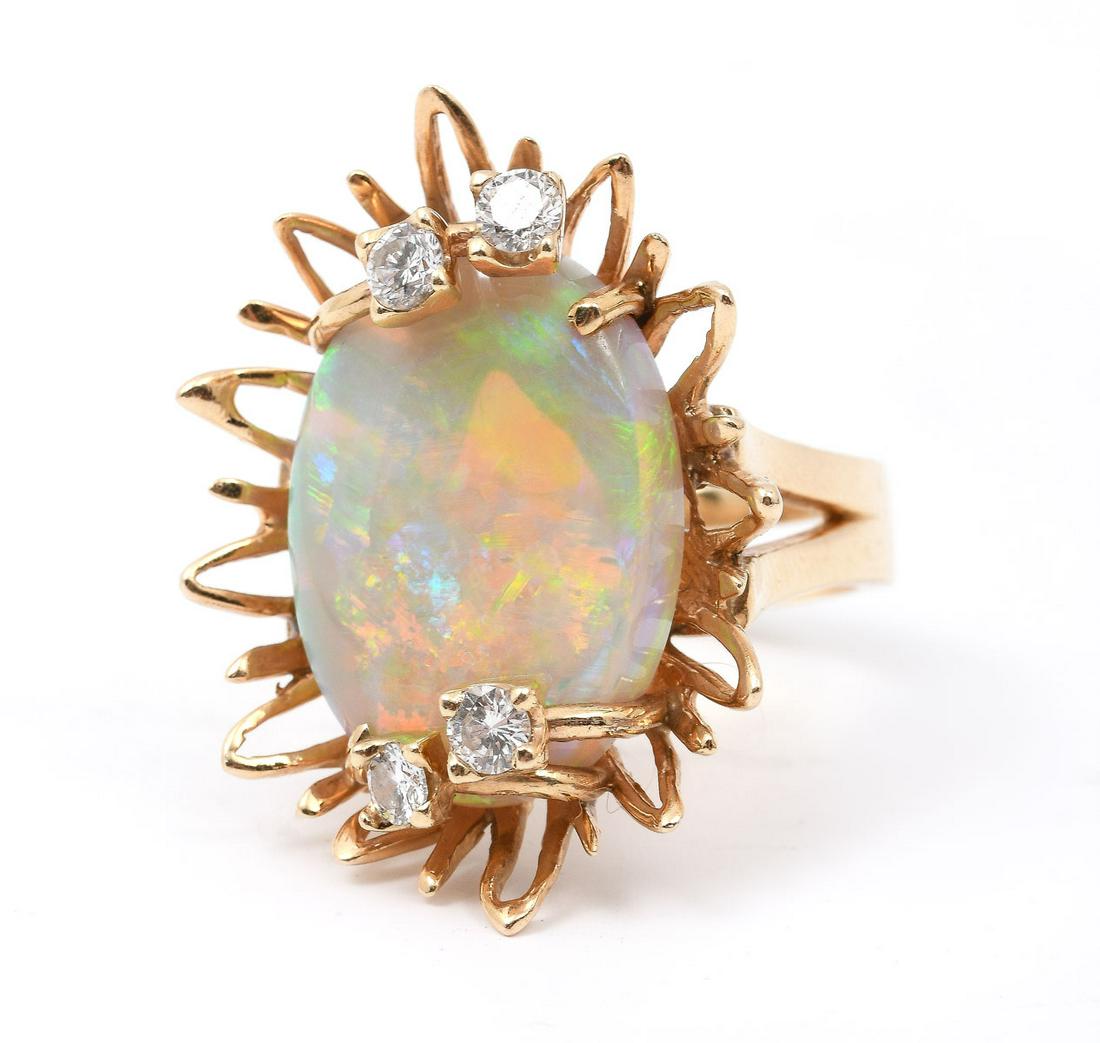 14K AUSTRALIAN FIRE OPAL GOLD & DIAMOND RING (1 of 6)