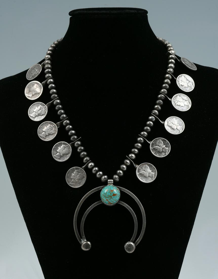 NATIVE AMERICAN MERCURY DIMES SQUASH BLOSSOM NECKLACE (1 of 4)
