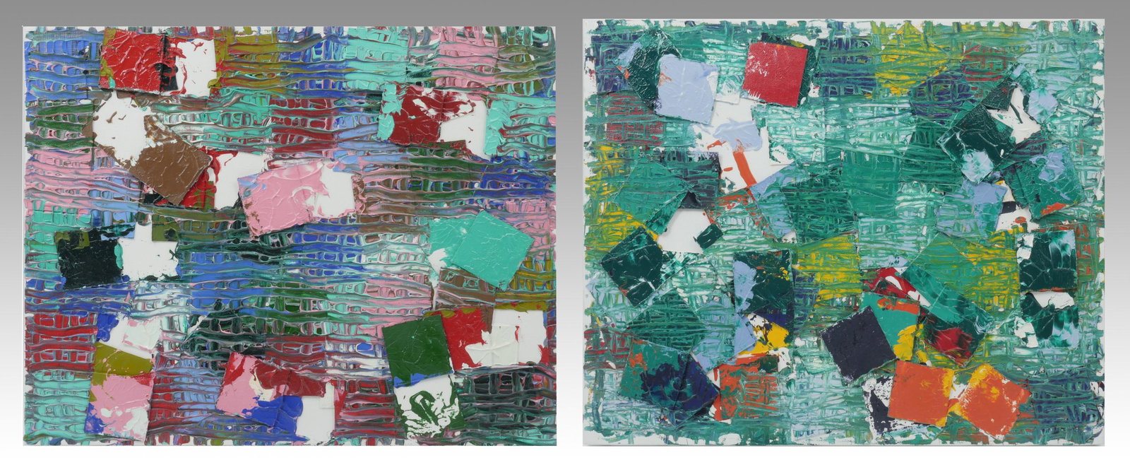 TWO VINCENT MOSTRACCO ABSTRACT MIXED MEDIA PAINTING (1 of 2)