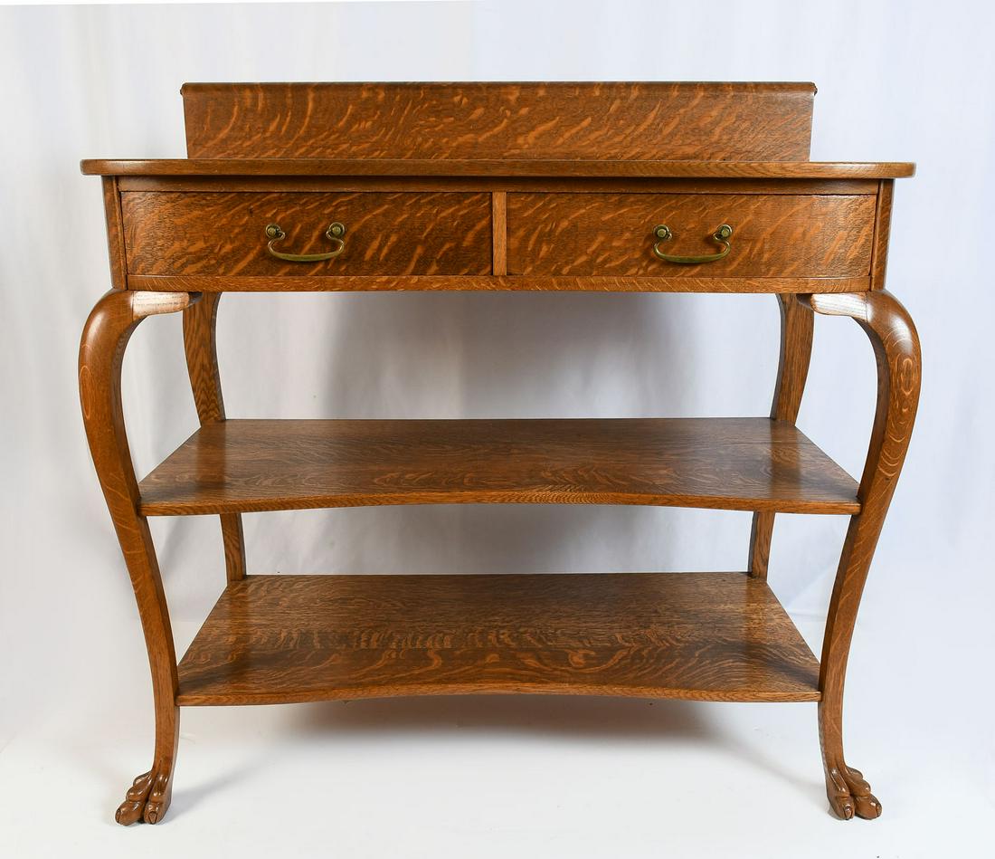 CARVED VICTORIAN OAK SIDEBOARD/SERVER (1 of 6)