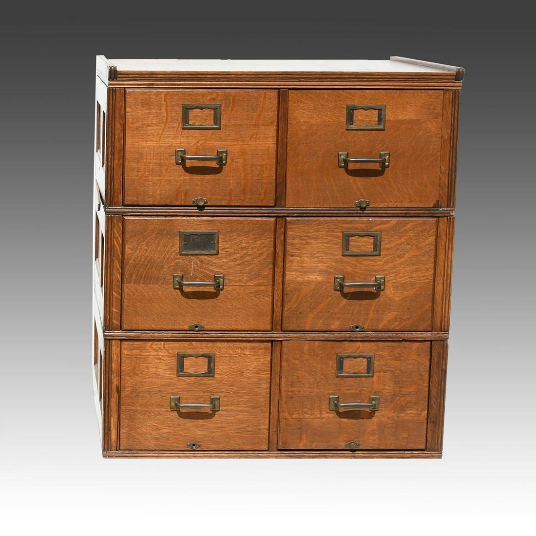 6 DRAWER STACKING OAK FILE CABINET (1 of 3)