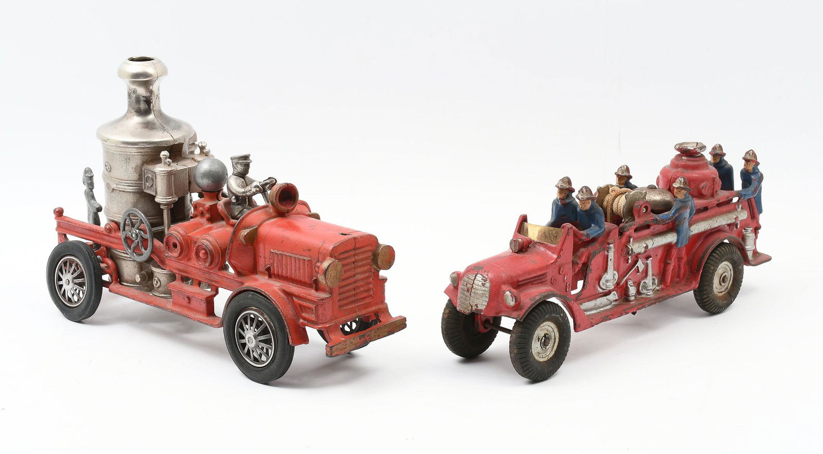 2 PC. HUBLEY & ARCADE CAST IRON TANKER FIRETRUCKS (1 of 5)