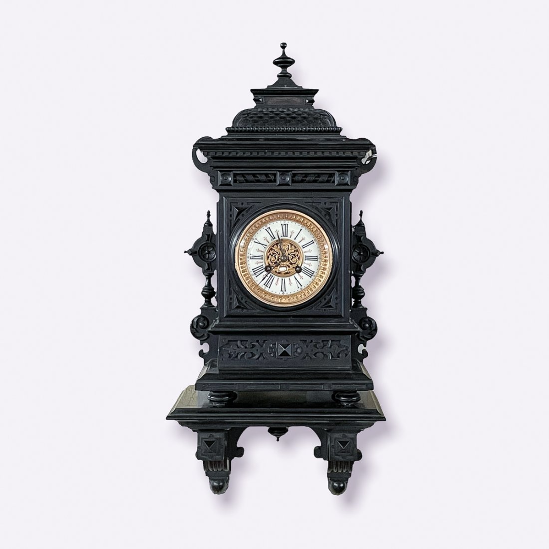 EBONIZED VICTORIAN BRACKET CLOCK W/ SHELF (1 of 4)