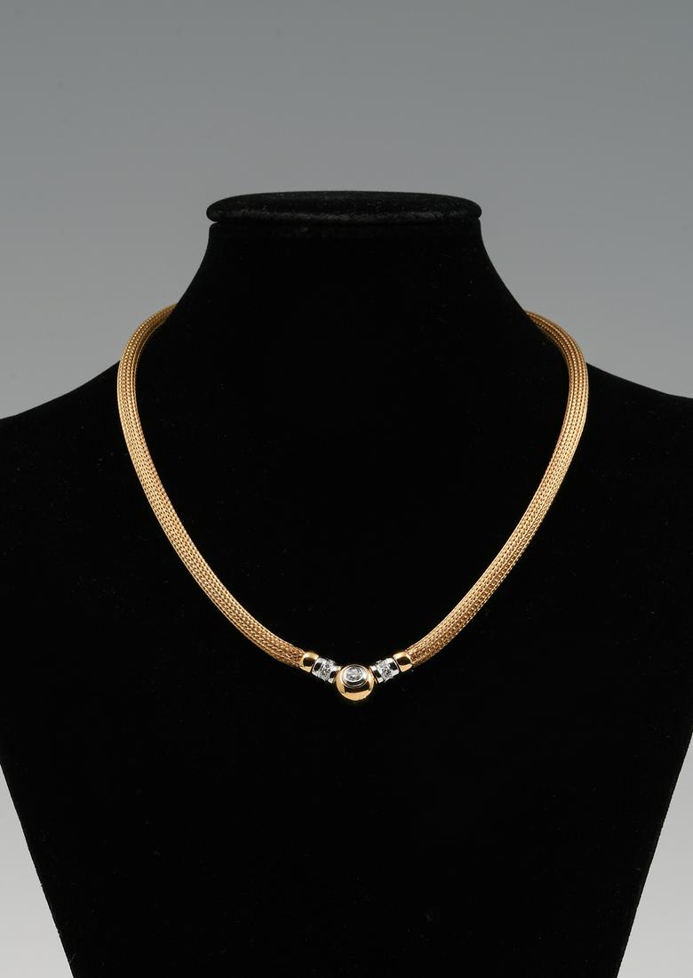 2 TONE 39.5 GRAM 18K DIAMOND ACCENTED CHOKER (1 of 6)