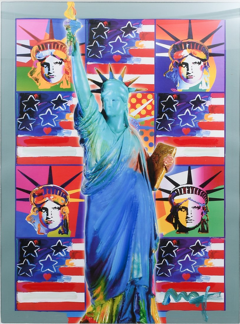 PETER MAX "GOD BLESS AMERICA III" MIXED MEDIA (1 of 3)