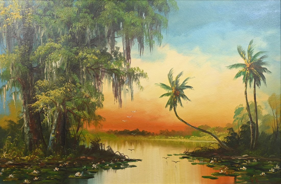 ALBIN BARANOWSKI FLORIDA RIVER SUNSET PAINTING (1 of 4)