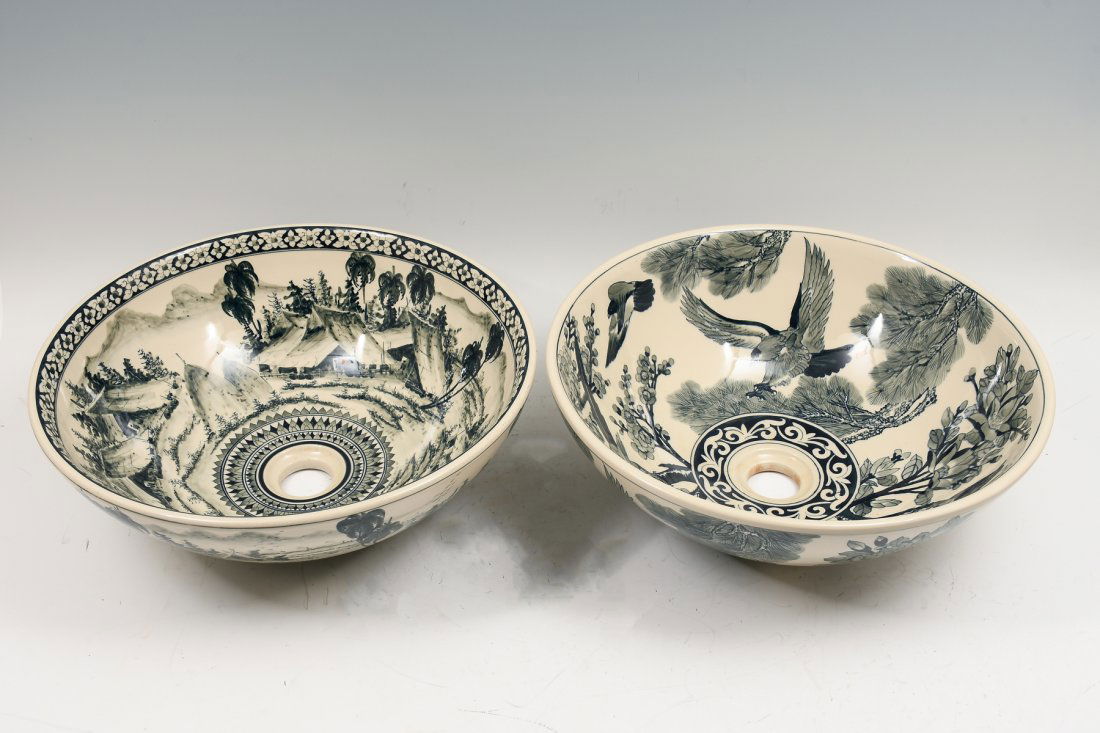 PAIR OF HAND PAINTED SINK BOWLS (1414A) on Jun 18, 2022 Burchard