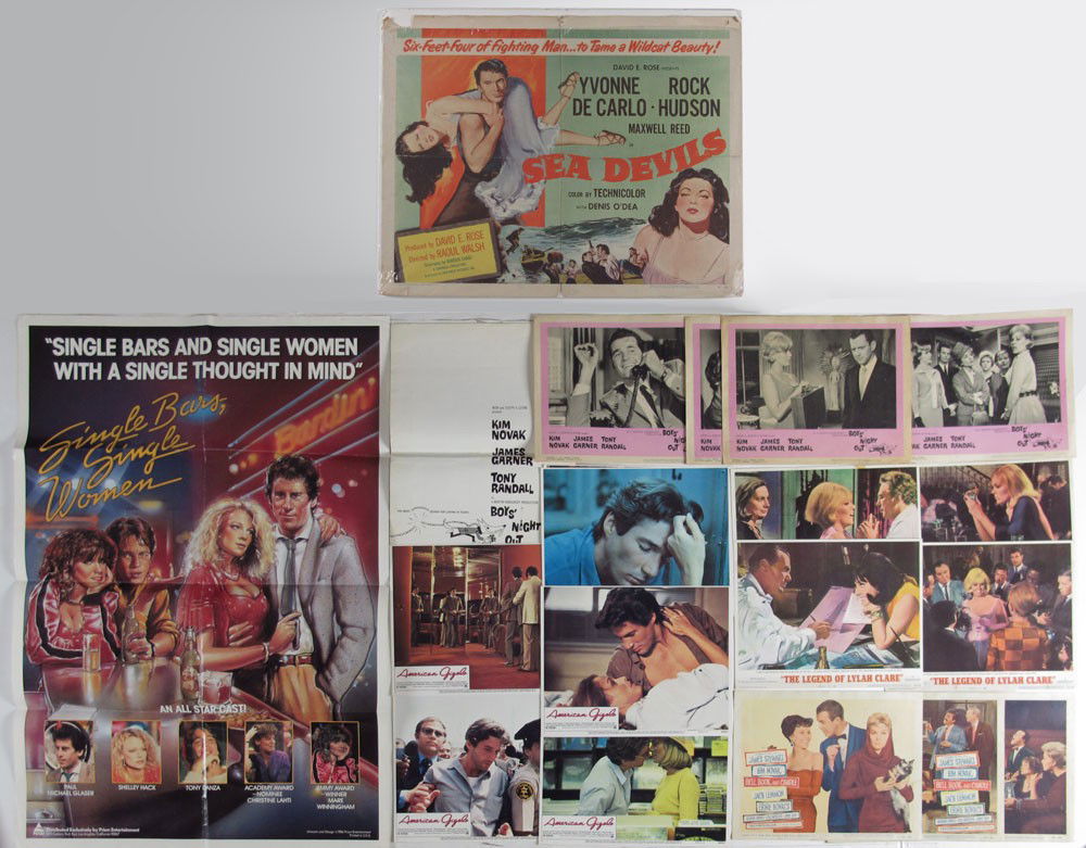 COLLECTION OF MOVIE LOBBY CARDS & POSTERS: COLLECTION OF MOVIE LOBBY CARDS & POSTERS: Lobby cards to include 7 ''Bell, Book & Candle'' starring Jack Lemmon and Kim Novak; 7 ''The Legend of Lylah Clare'' starring Kim Novak and Ernest Borgnine;