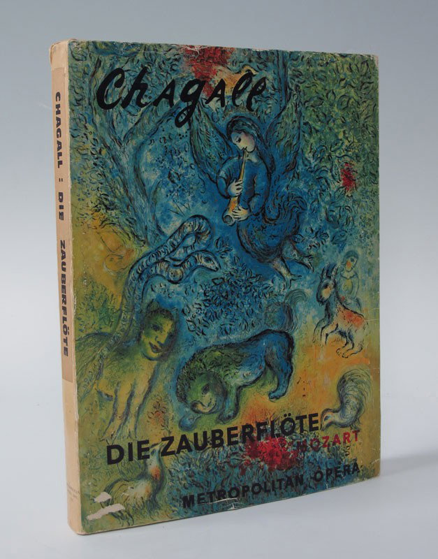 SIGNED MARC CHAGALL DIE ZAUBERFLOTE OPERA BOOK: CHAGALL, Marc, (Russian, 1887-1985): Signed copy of ''Die Zauberfloten, At The Met'' Mozart Metropolitan Opera Book. Spurious Chagall signature title page. Published by Tudor Publishing Company, 1971.
