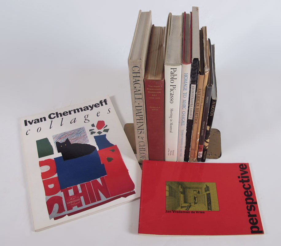 LARGE ART BOOK COLLECTION: COLLECTION OF ART BOOKS: Approx. 11 books to include 1) ''In Motion'', Robert Cook, softcover, 1980. 2) ''Oeuvre 1961-1965'', Johnny Friedlander, 1965. 3) ''Meeting in Montreal'', Pablo Picasso, dust 