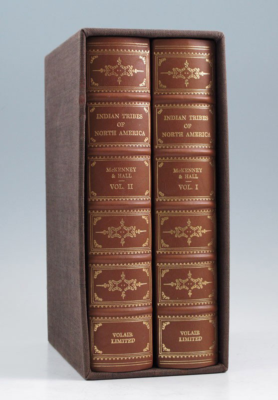 MCKENNEY HALL INDIAN TRIBES OF NORTH AMERICA BOOKS: 2 VOLUMES MCKENNEY & HALL INDIAN TRIBES OF NORTH AMERICA BOOKS: 1978 Volaire Limited edition, 2 leather bound volumes ''History of the Indian Tribes of North America'' by McKenney & Hall, containing 1