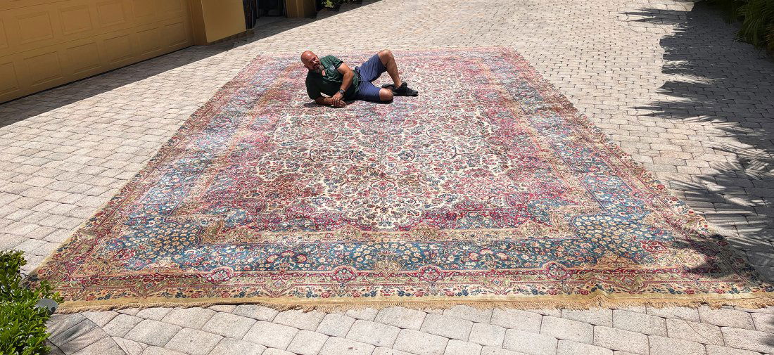 ANTIQUE PALACE SIZE PERSIAN KERMAN HK WOOL RUG (1 of 4)