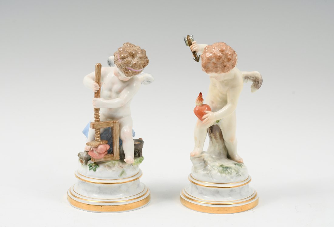2 PC. MEISSEN PORCELAIN CUPIDS WITH HEARTS (1 of 6)