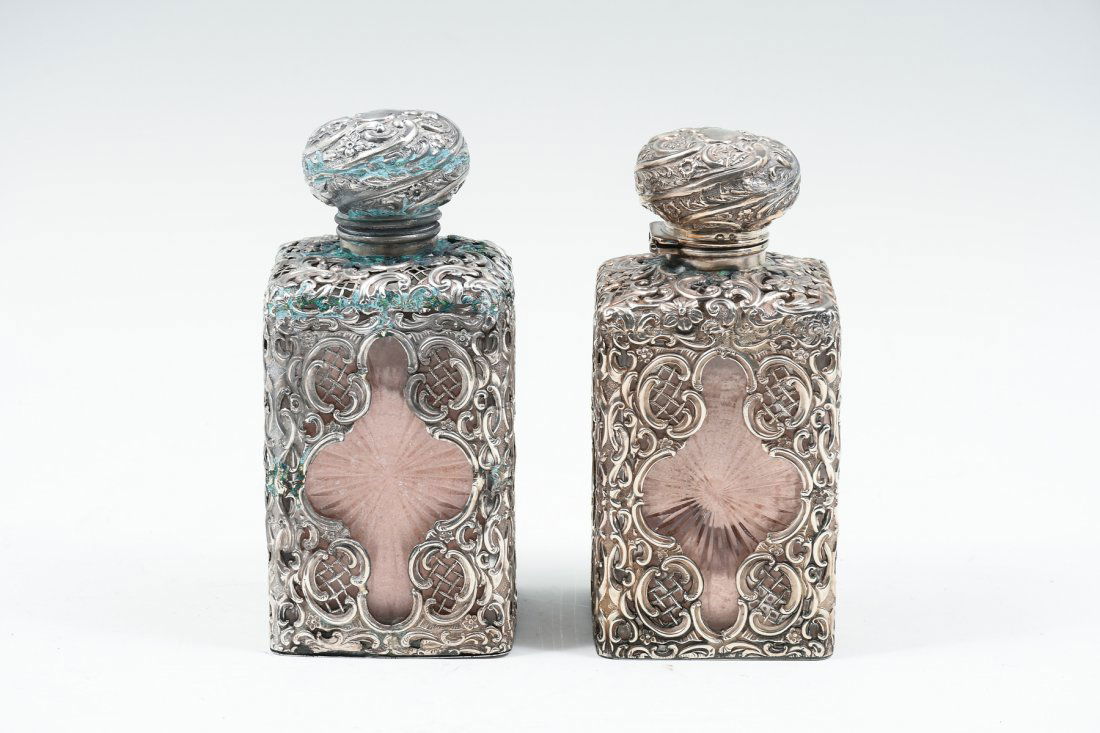 2 PC. STERLING MOUNTED CRYSTAL BOTTLES (1 of 7)
