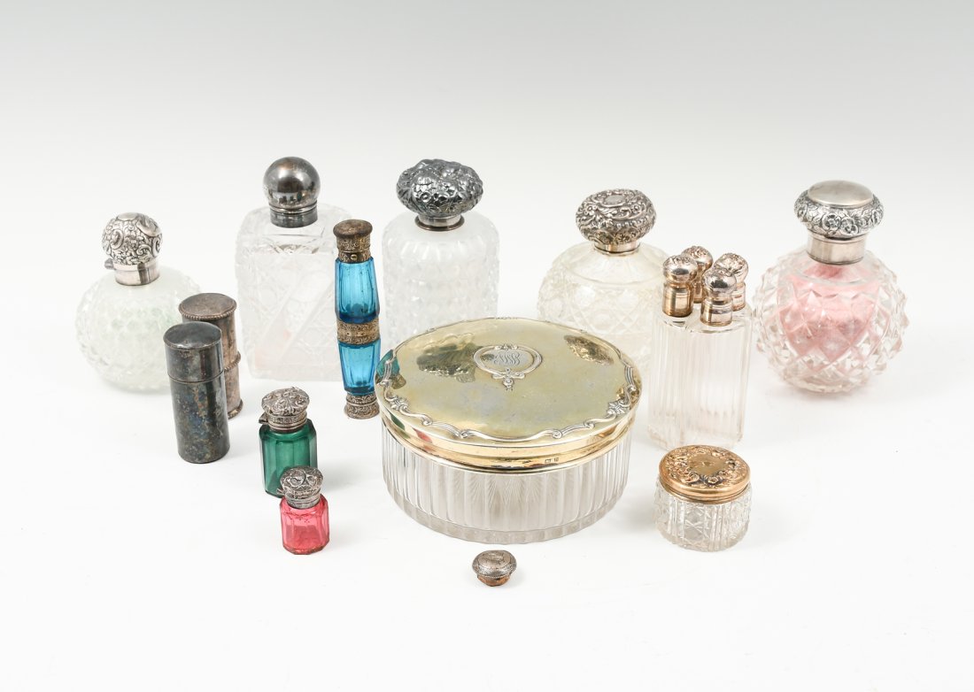 16 PC. PERFUME BOTTLES & DRESSER JARS (1 of 8)