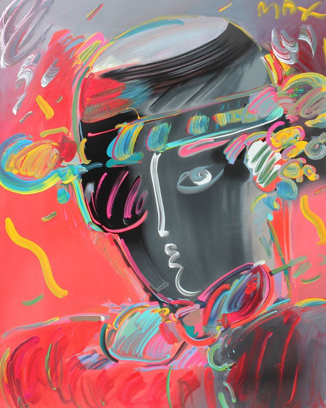 PETER MAX ORIGINAL ACRYLIC ZERO # 11: MAX, Peter, (American): ''Zero #11'', Acrylic/Paper, sight size 43'' x 34'', signed upper right, framed without glass, 51'' x 41 1/2'', labeled verso 'Property of Peter Max, via Max, Inc.'