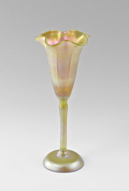 TIFFANY FAVRILE CHALICE: TIFFANY FAVRILE GLASS CHALICE: Signed L.C.T C-8601, 7 1/2'' tall.