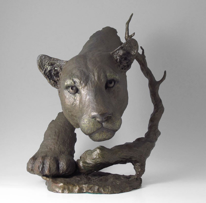 MARK HOPKINS BRONZE PANTHER SCULPTURE: HOPKINS, Mark, (American, 20th C): ''Panther'', Bronze, 13'' h., impressed signature, numbered 83/450, dated '92.
