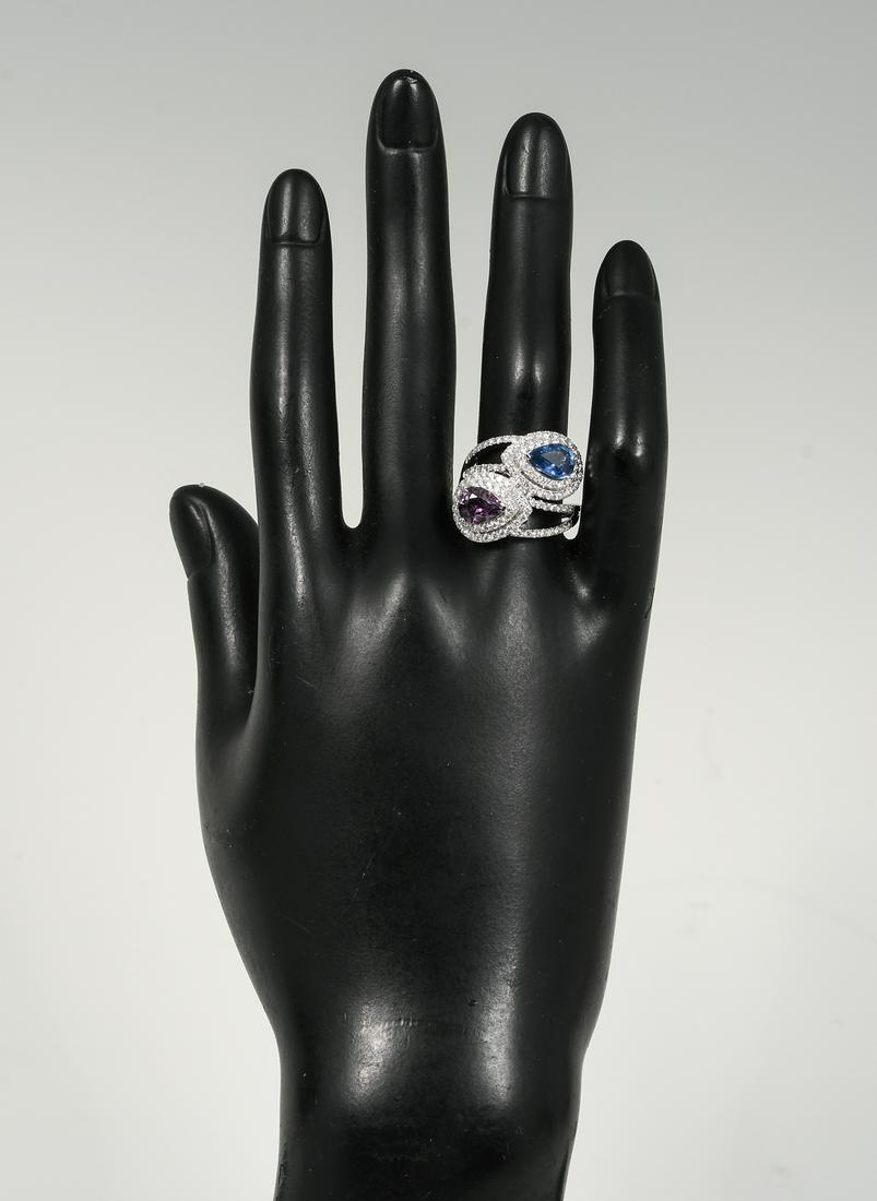 18K PURPLE & BLUE SAPPHIRE RING WITH DIAMONDS (1 of 6)