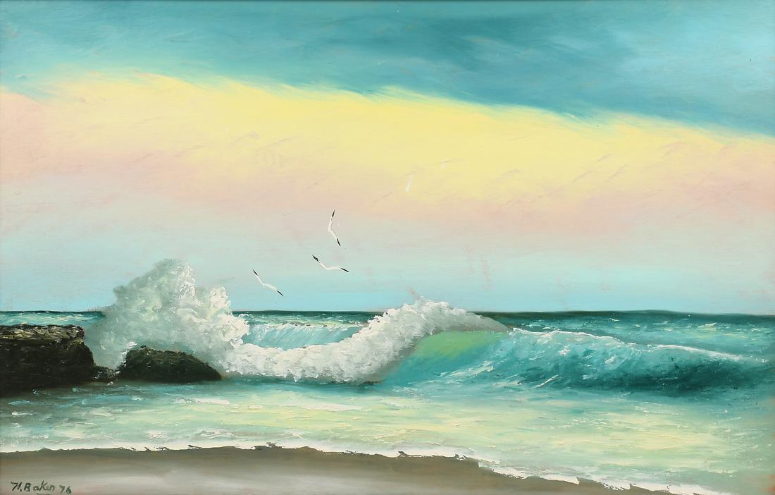 HEZEKIAH BAKER FLORIDA HIGHWAYMEN CRASHING SURF PAINTING (1 of 4)