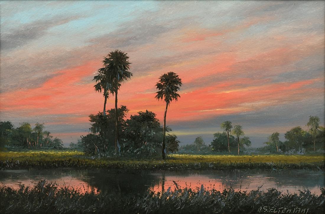 ELTEMTAMY FLORIDA HIGHWAYMEN FIRE SKY PAINTING (1 of 3)