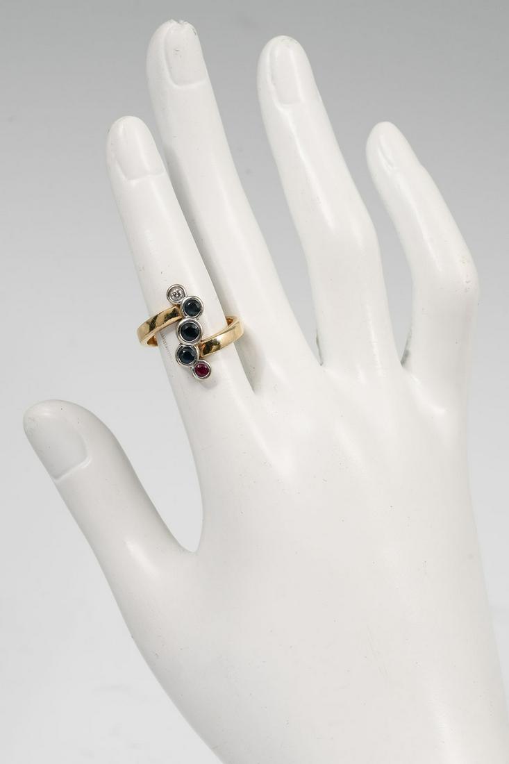 14K SAPPHIRE, RUBY & DIAMOND RING (1 of 3)