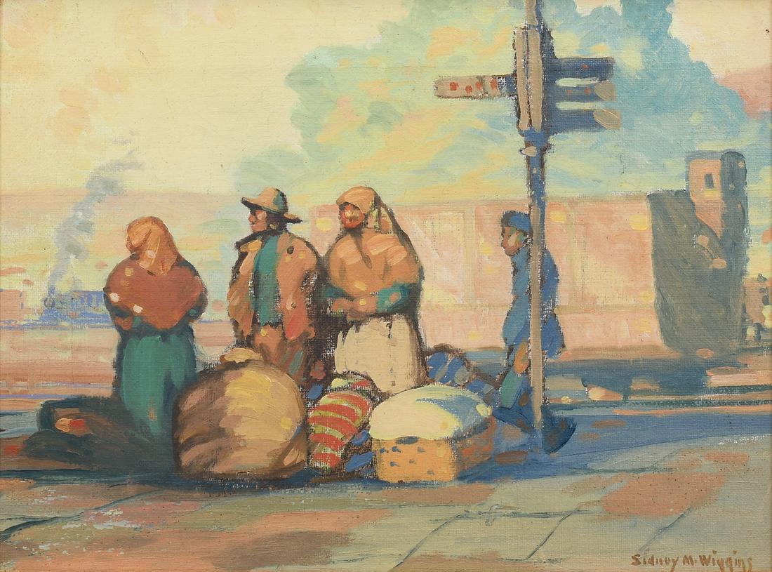 SIDNEY WIGGINS PAINTING NATIVE AMERICANS WAITING FOR THE TRAIN (1 of 4)