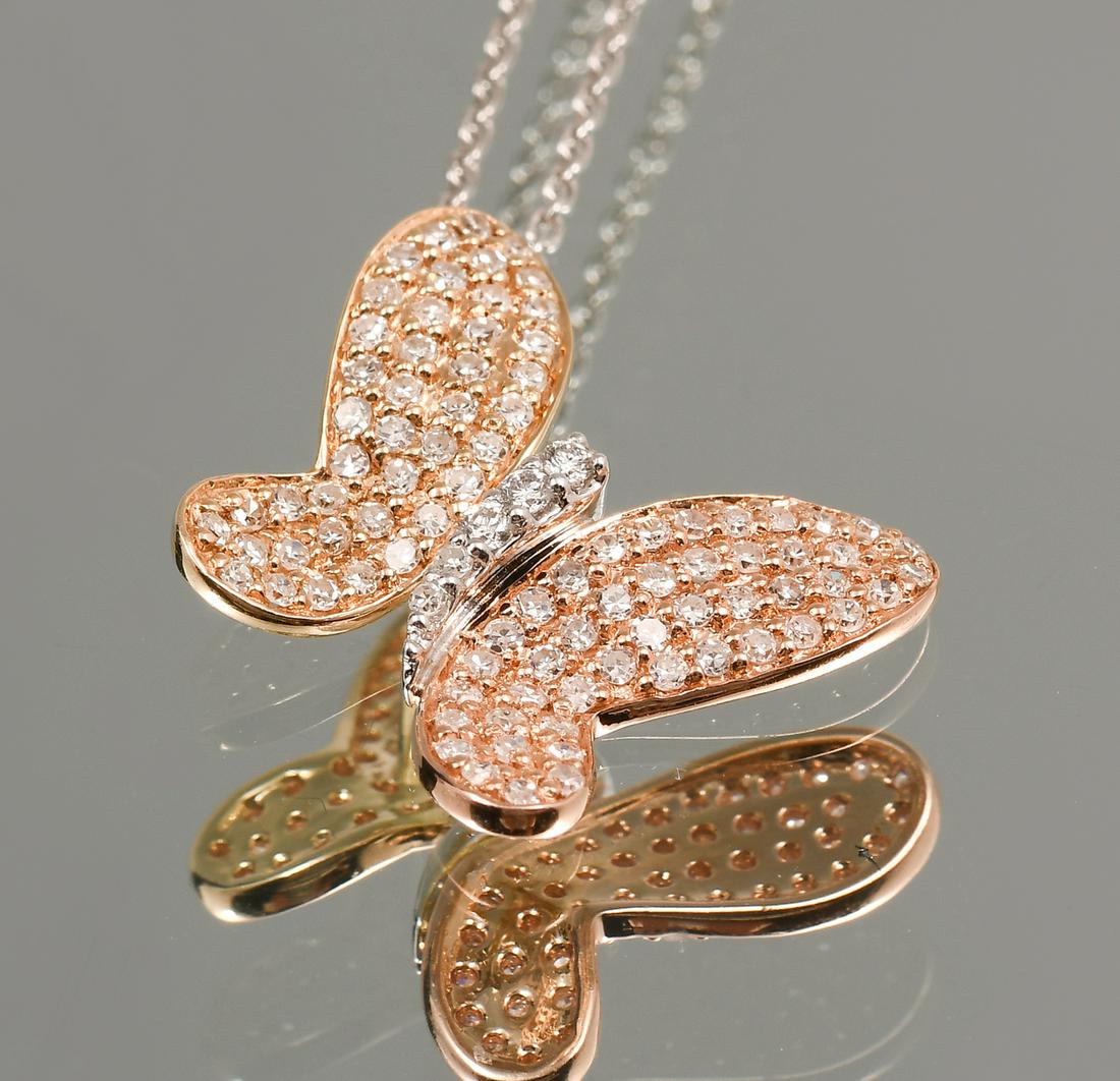 14K/PLAT .50 CTW DIAMOND PENDANT 7 CHAIN (1 of 5)