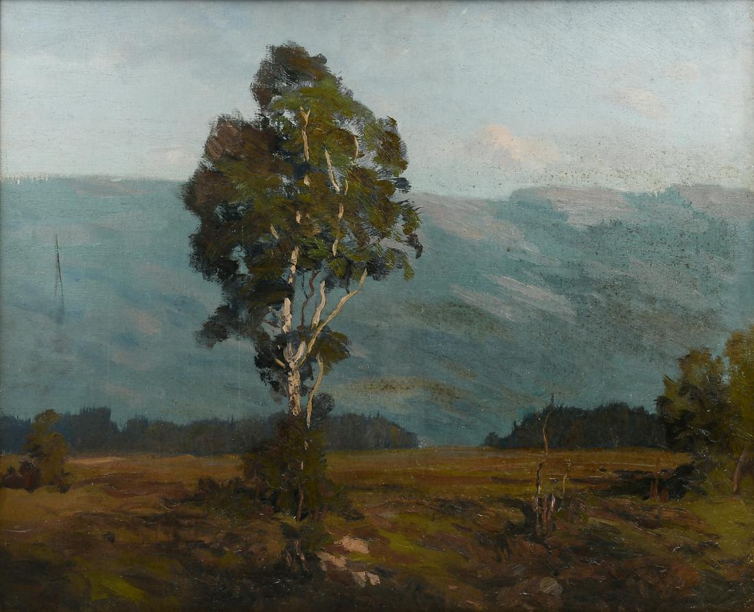 CALIFORNIA PLEIN AIRE IMPRESSIONIST LANDSCAPE PAINTING: CALIFORNIA PLEIN AIRE IMPRESSIONIST LANDSCAPE PAINTING: California Foothills, Oil/Canvas, 25" x 30", signed lower right, framed, 31" x 36".