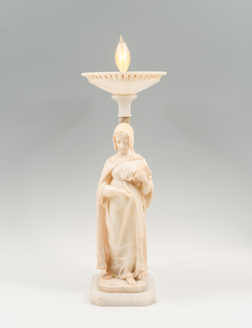 ITALIAN ALABASTER & MARBLE FIGURAL LAMP (1 of 4)