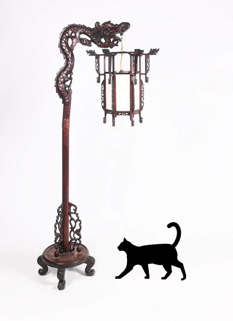 CARVED CHINESE DRAGON FORM FLOOR LAMP (1 of 8)