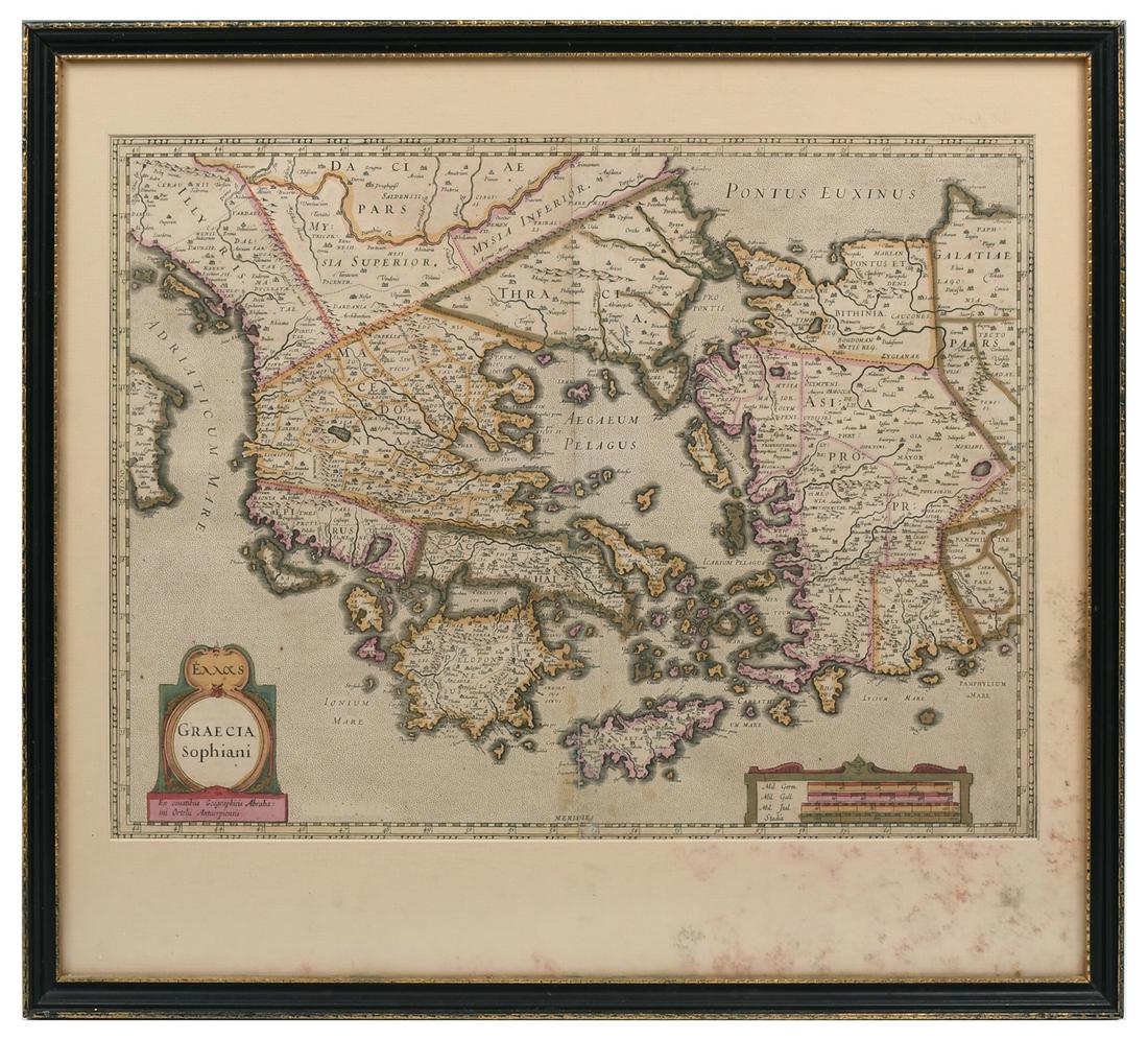 FRAMED 16TH-CENTURY GREEK MAP (1 of 5)