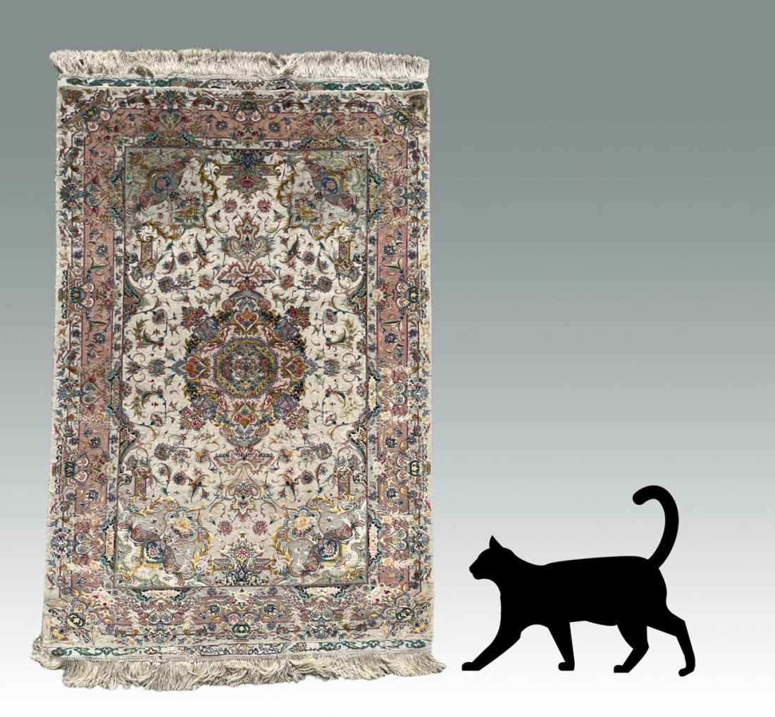 TURKISH HEREKE FINELY HAND KNOTTED ALL SILK RUG, 3'4" X 5'2" (1 of 4)