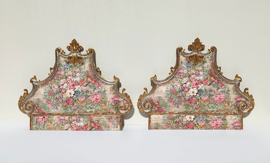 PAIR OF GILDED GESSO HEADBOARDS (1 of 3)