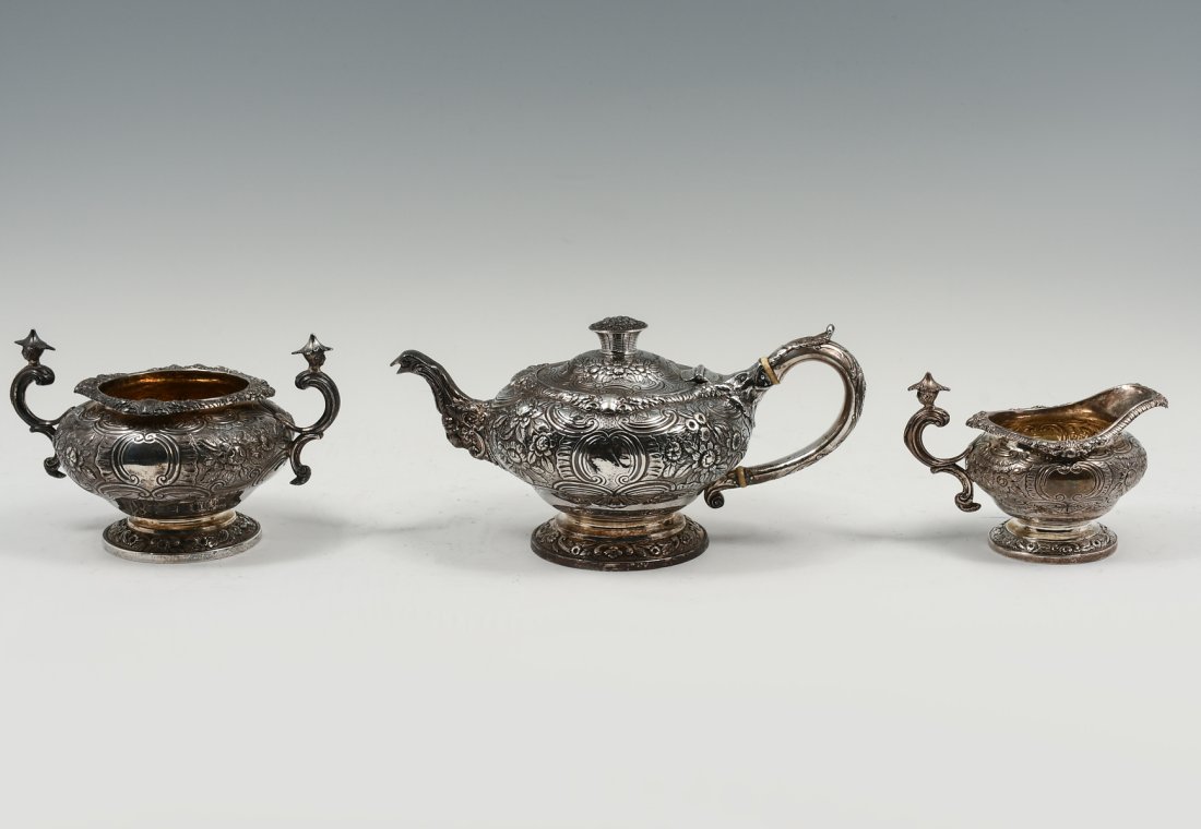 3 PC. 18TH-CENTURY ENGLISH SILVER TEA SERVICE (1 of 5)
