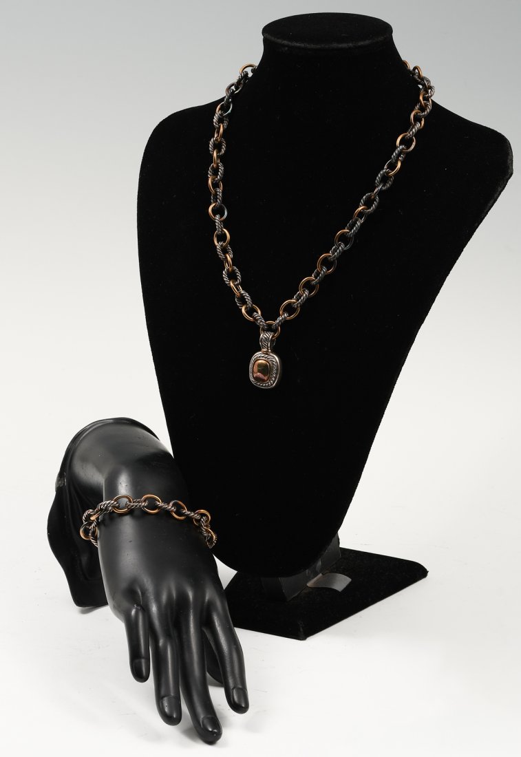 2PC DAVID YURMAN NECKLACE & BRACELET STER. & 18K (1 of 6)