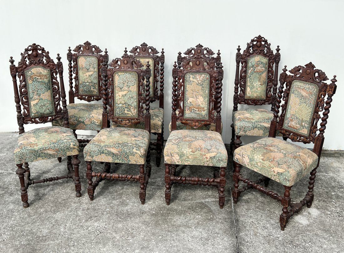 8 CARVED BARLEY TWIST DINING CHAIRS (1 of 7)