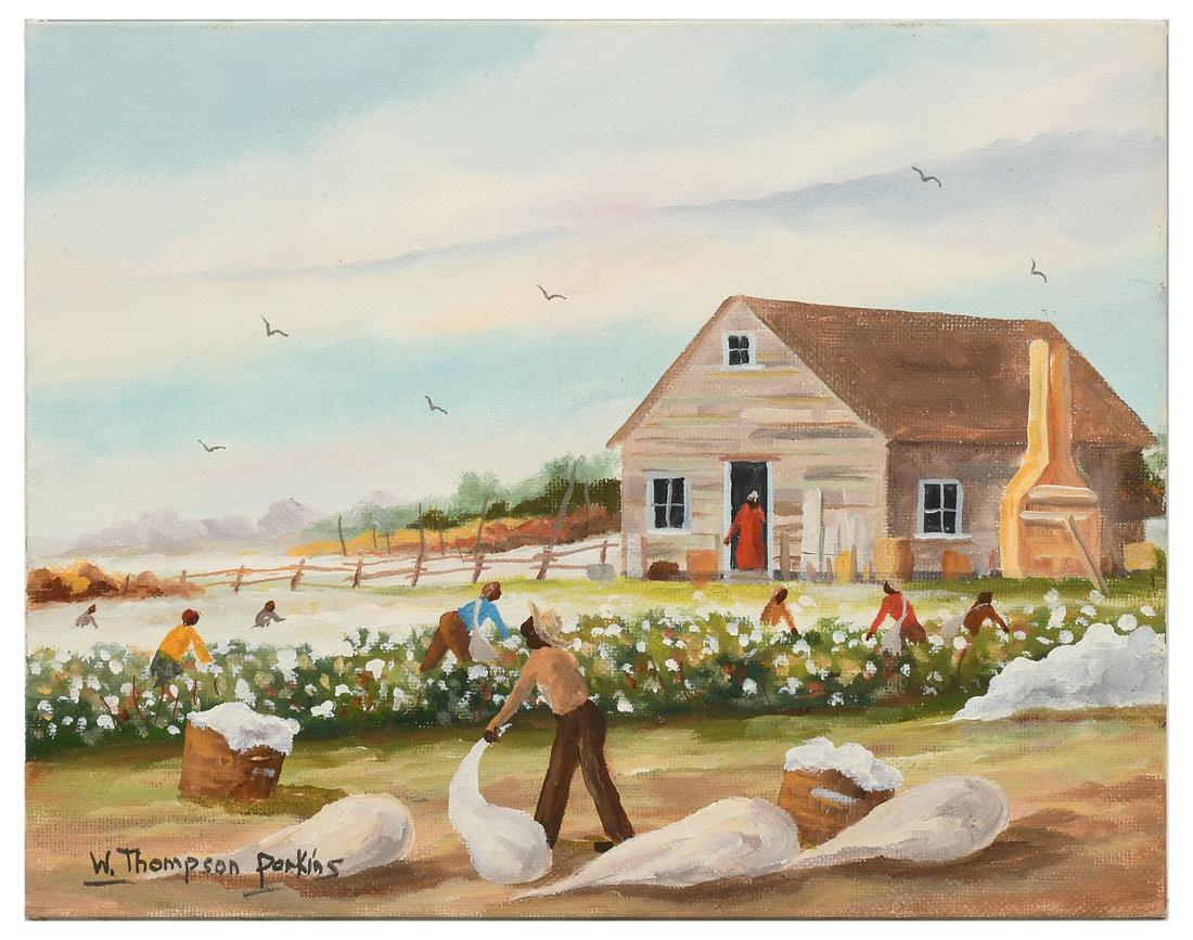 WENDELL THOMPSON-PERKINS COTTON PICKERS PAINTING (1 of 2)