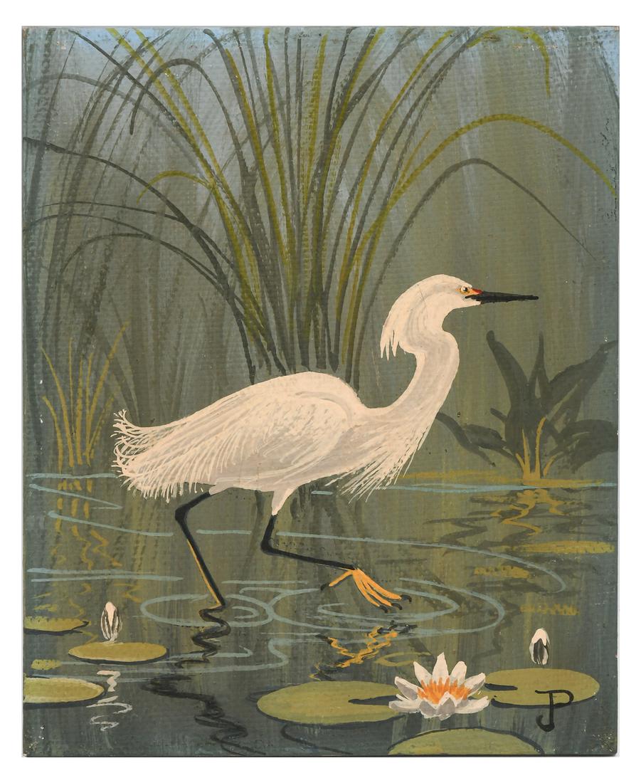 JOY POSTLE SNOWY EGRET PAINTING (1 of 3)