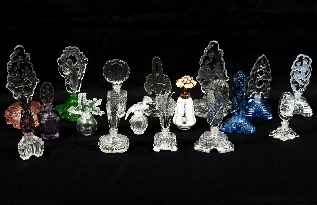 17 PC. VINTAGE GLASS PERFUME BOTTLES (1 of 10)