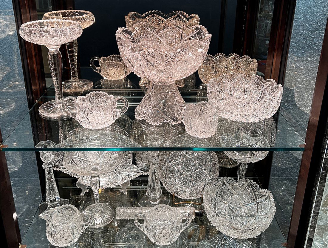 15 PC. EARLY AMERICAN PATTERN CUT GLASS (1 of 3)