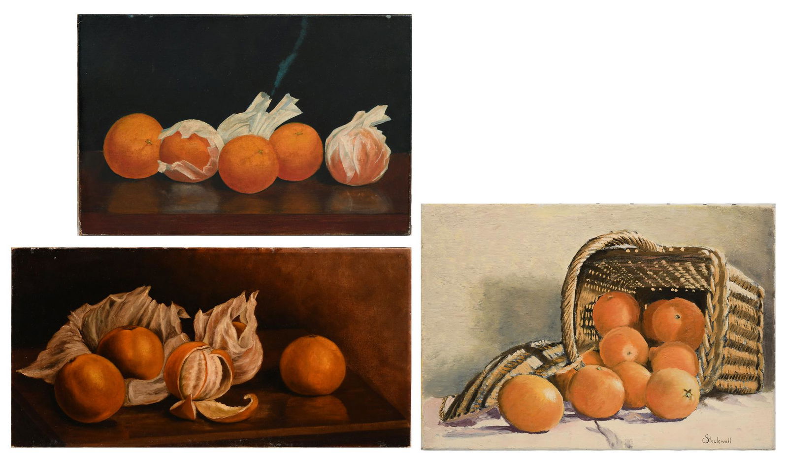 THREE EARLY FLORIDA STILL LIFE PAINTINGS OF ORANGE (1 of 5)