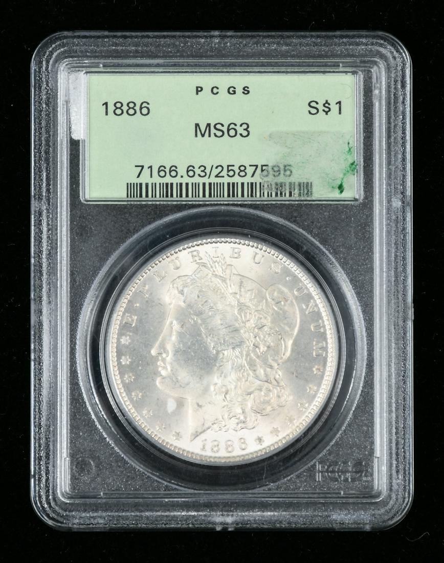 U.S. MINT 1886-S MORGAN DOLLAR MS 63 PCGS GRADED (1 of 3)